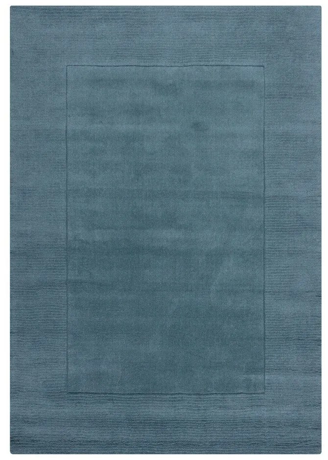 Tappeto blu in lana tessuto a mano 200x290 cm Textured Wool Border – Flair Rugs