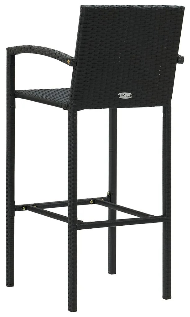 Set Bar da Giardino 3 pz con Braccioli in Polyrattan Nero