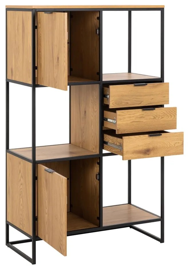 Libreria nera in rovere 85x141 cm Swindon - Actona