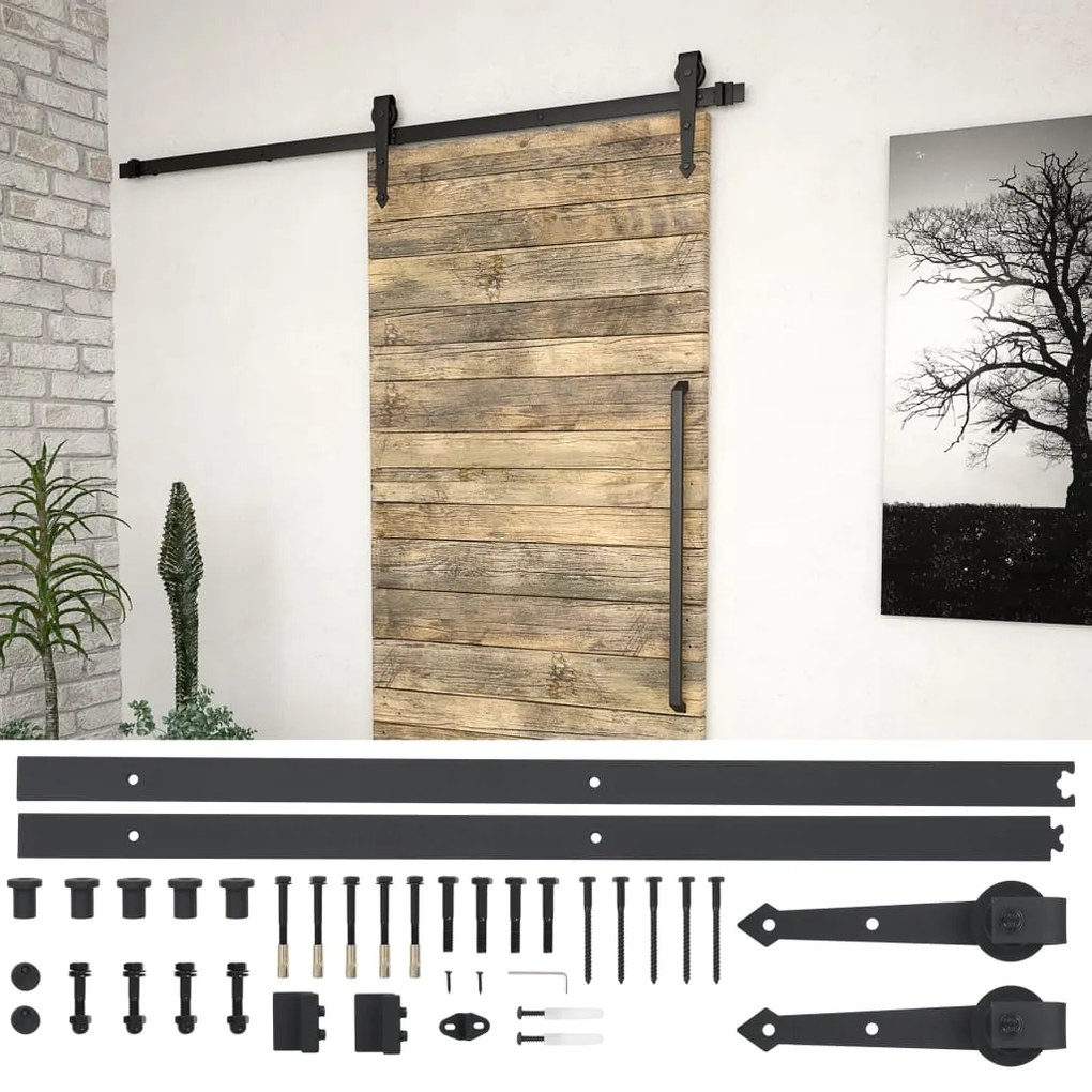Kit Di Binari Per Porte Scorrevoli 183 Cm Acciaio Nero /