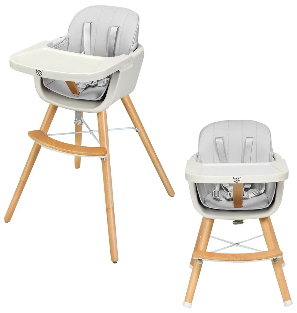 Costway Seggiolone per bambini con altezza regolabile cintura di sicurezza, Seggiolone per neonati 58x59x91cm Grigio