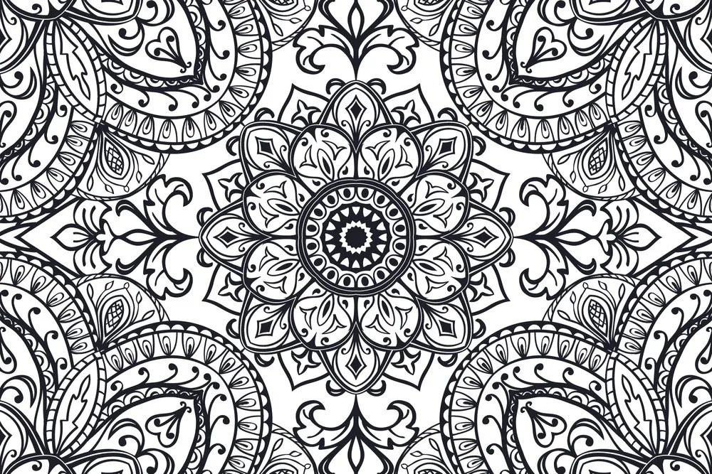 Carta da parati – Ornamento in bianco e nero