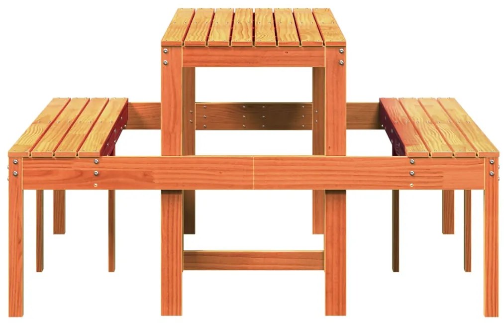 Tavolo da picnic marrone cera 160x134x75 cm legno massello pino