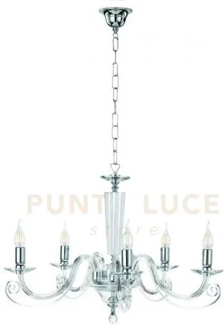 Lampadario cherubini 5 luci cristallo e cromo attacco e14 d.82cm