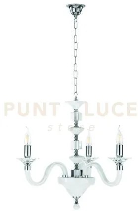 Lampadario gala 3 luci attacco e14 bianco e cromo d.72cm