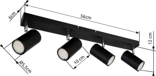 Globo 57911-4B - Faretto ROBBY 4xGU10/35W/230V nero