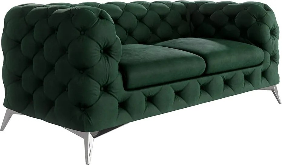 Divano verde scuro con rivestimento in velluto 185 cm Chelsea – Ropez