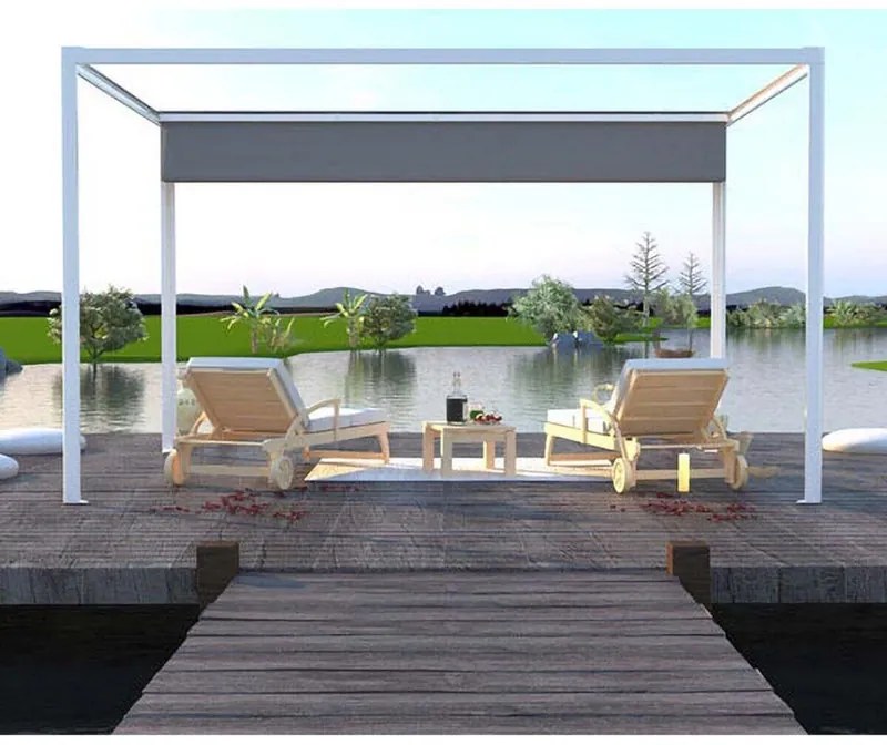 Pergola motorizzata Glicine in alluminio struttura bianco L 394 x P 294 x H 235 cm