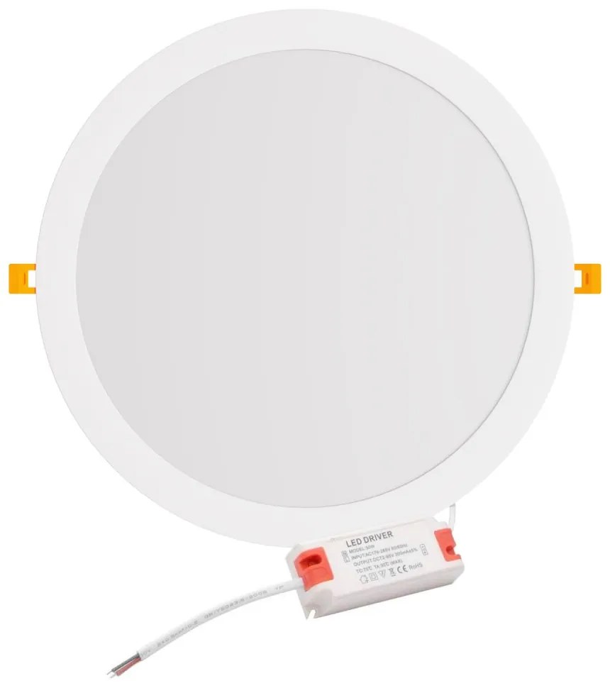 Pannello LED Rotondo 30W, 3.000lm, no Flickering, Foro Ø278-285mm Colore Bianco Caldo 3.000K