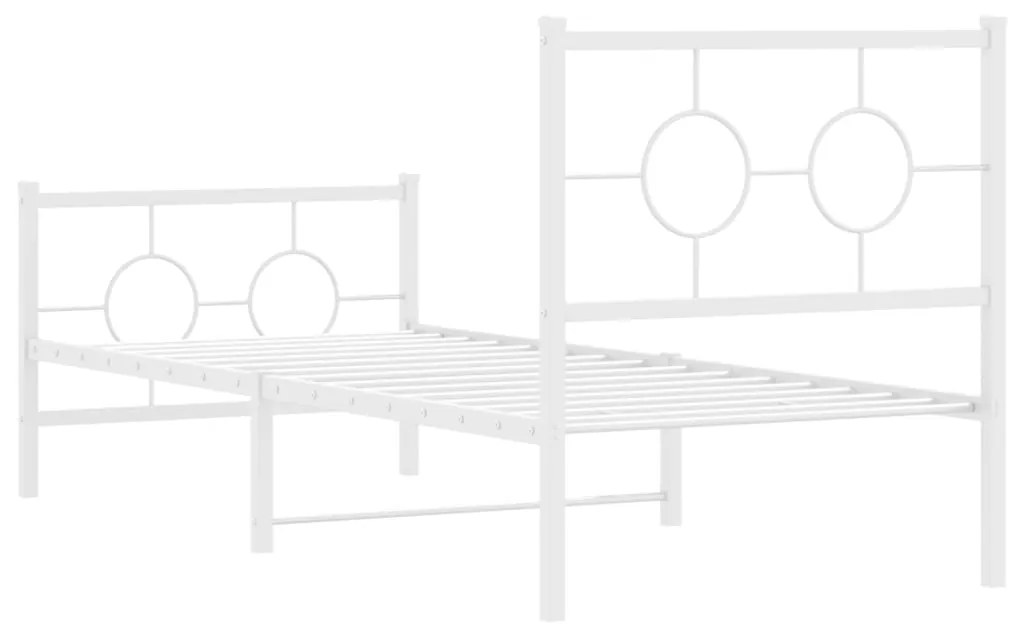 Giroletto con Testiera e Pediera Metallo Bianco 80x200 cm