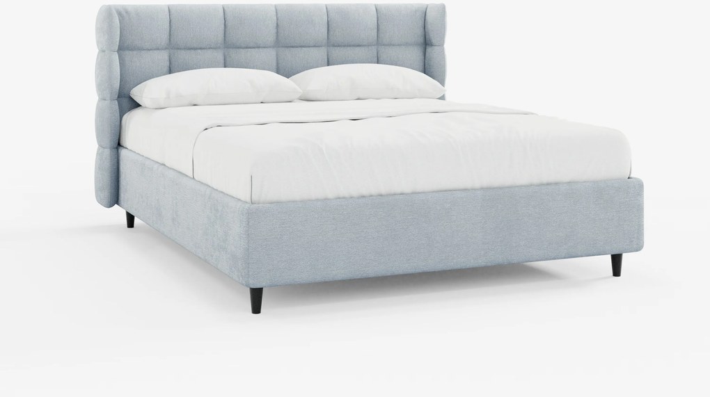 RAGNAR letto imbottito con vano contenitore e testiera capitonné avvolgente - elegante tessuto certificato Oeko-Tex®