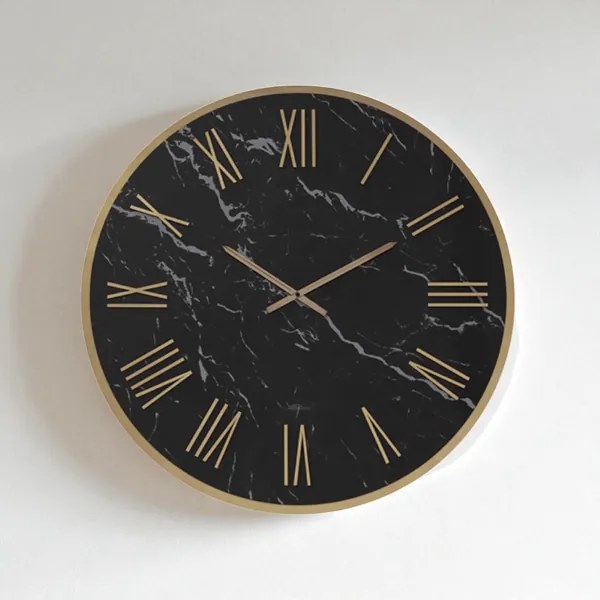 Orologio rotondo D40 cm in kerlite Nero con dettagli Rame BLAISE