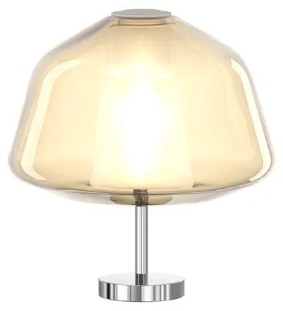 Lampada Contemporanea Double Skin Alpha Metallo Cromo Vetro Ambra 1 Luce E27