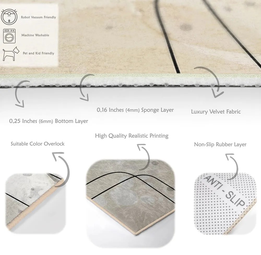 Passatoia grigia/color crema lavabile 80x200 cm Simple Lines – Mila Home