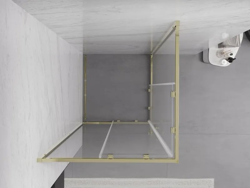 Mexen Exo cabina doccia quadrata scorrevole 100 x 100 cm, trasparente, oro - 8111-100-100-50-00