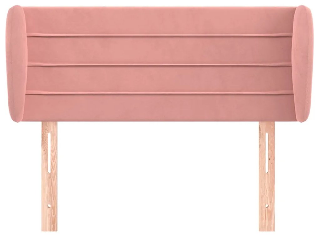 Testiera ad orecchio rosa 103x23x78/88 cm in velluto