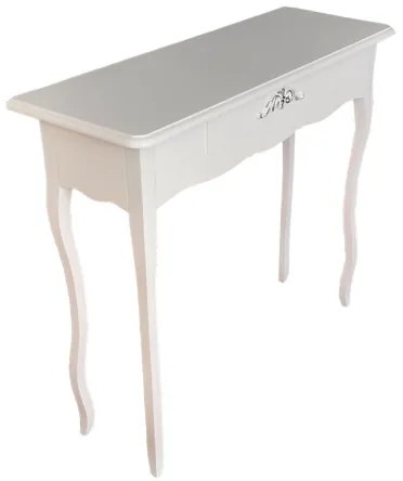 Consolle FABIOLA in legno con cassetto e struttura in pioppo BIANCO E ARGENTO