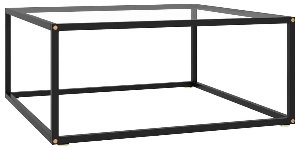 Tavolino Da Salotto Nero Con Vetro Temperato 80x80x35 Cm /