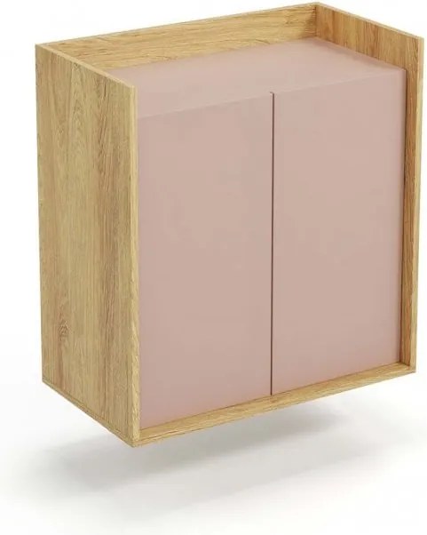 Comò modulare Mobius 2D in legno naturale/rosa - H83 cm