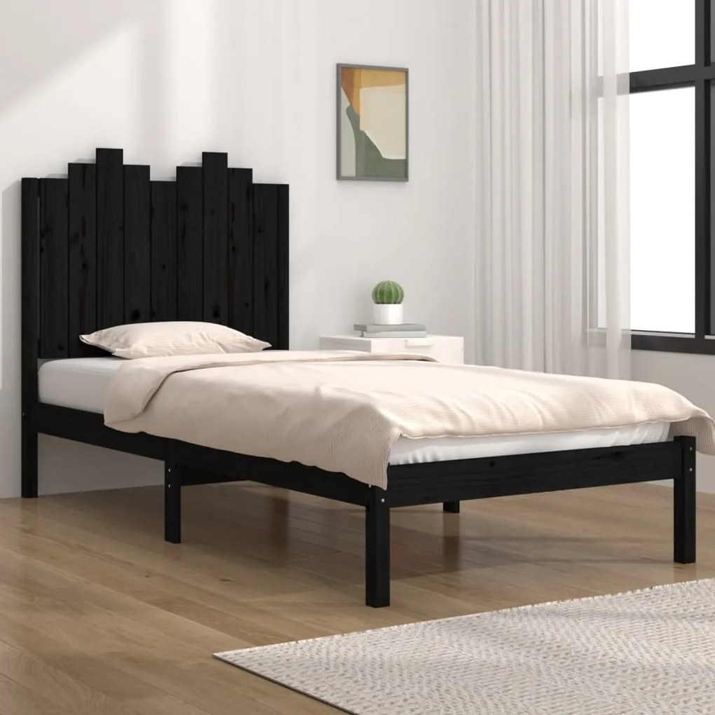 Giroletto İn Legno Massello Nero 75x190 Cm Small Single /