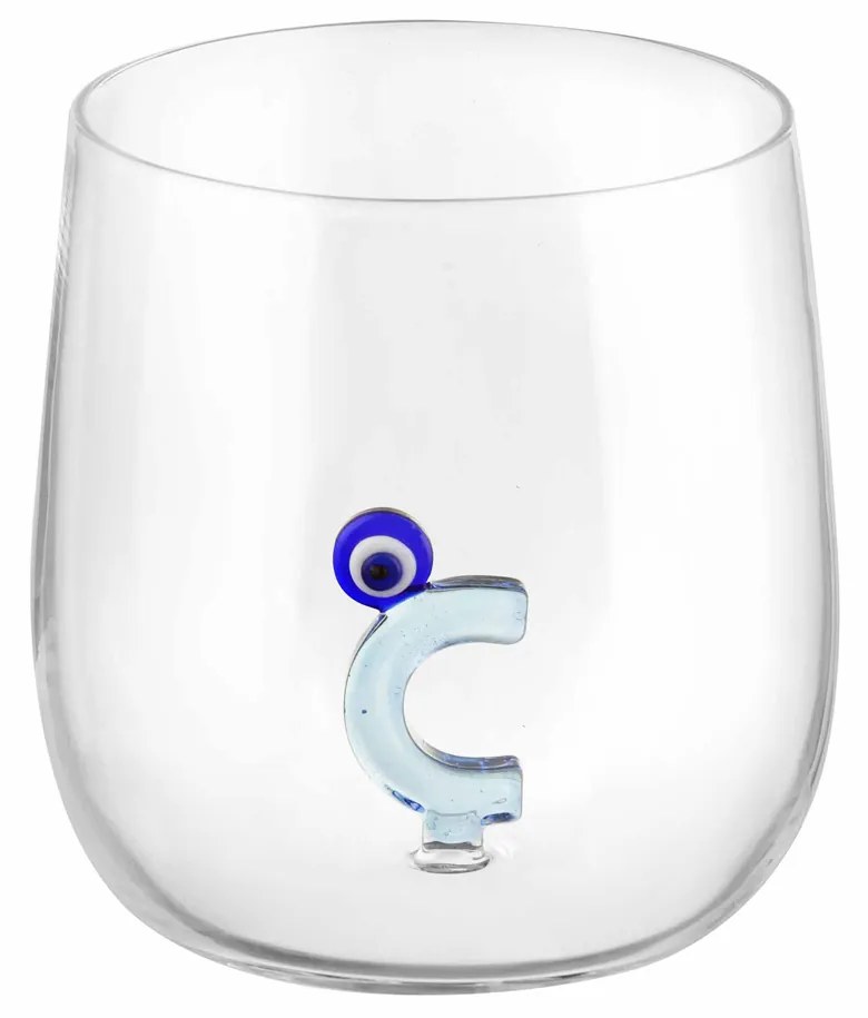 Bicchiere lettera C occhio in vetro borosilicato design Benny Setti