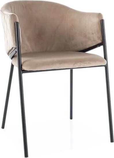 Sedia Bono in velluto beige Blu28/nero