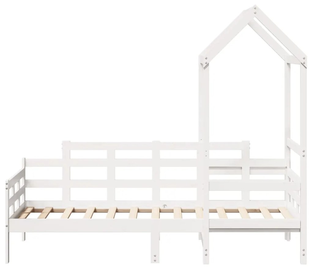 Dormeuse con tetto 80x200 cm bianco in legno massello di pino
