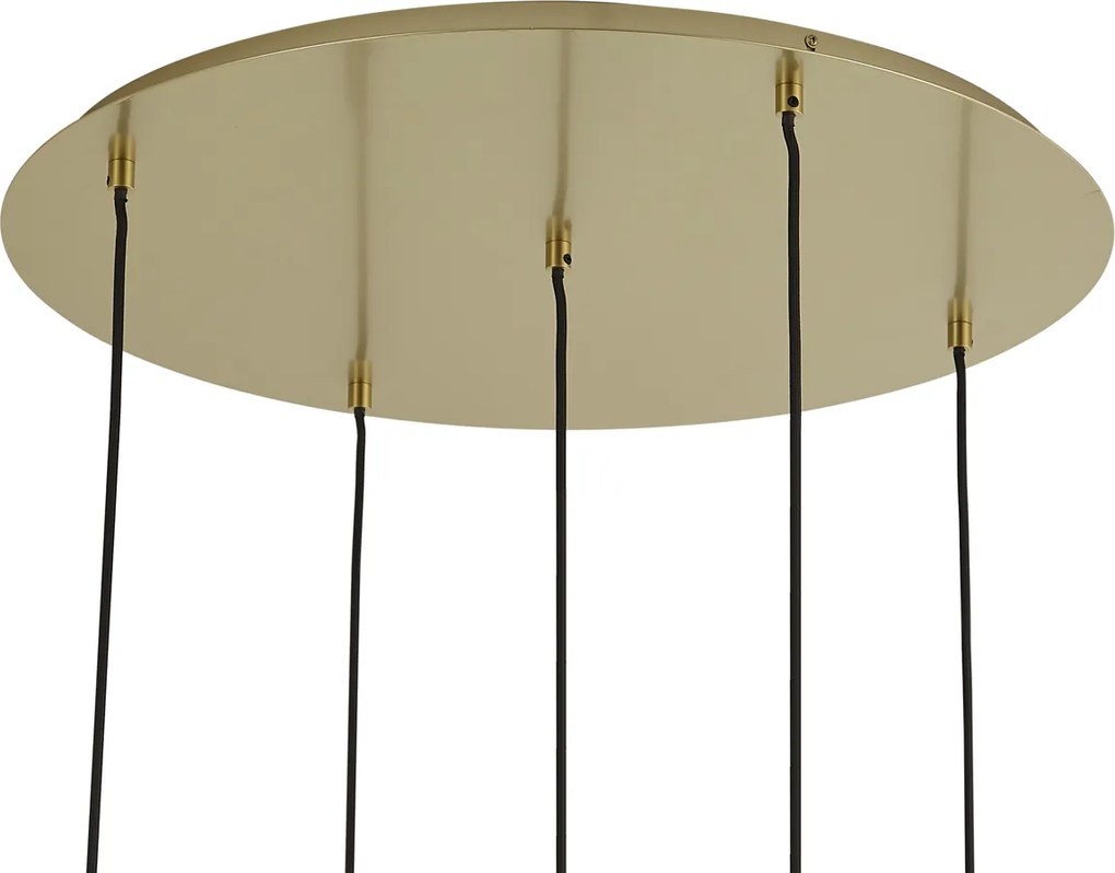 Lampada a sospensione Hotel Chic ottone con vetro blu e verde 5 luci - Qara
