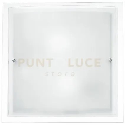 Plafoniera dritta e curva bianca 2 luci attacco e27 40x11,3x40cm