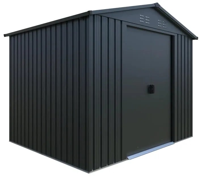 Casetta da giardino in acciaio antracite 1.8 x 2.3 m, superficie esterna 4.16 m² e spessore parete 3 mm, senza pavimento porta scorrevole, NATERIAL Hekla