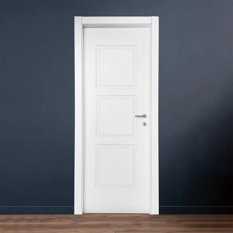 Porta interna a battente Cadrel in legno laccato colore bianco, L 80 x H 210 cm, apertura a sinistra