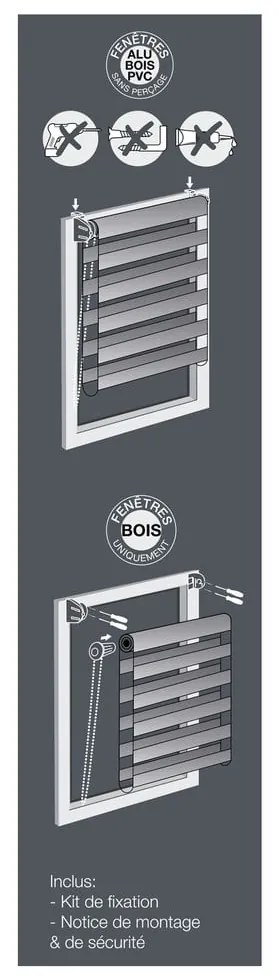 Tenda a pacchetto giorno/notte marrone chiaro in tessuto 60x90 cm Daynight – douceur d'intérieur