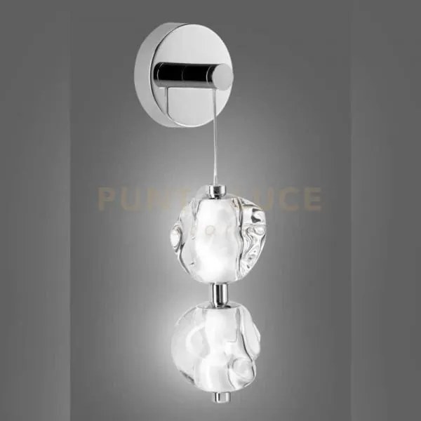 Applique ciottolo a parete led 8,4w lm 714 3000k  2 vetri dimmerabi...