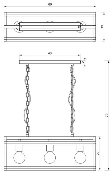 Lampadario a sospensione con catena ARNOLD 3xE27/60W/230V nero