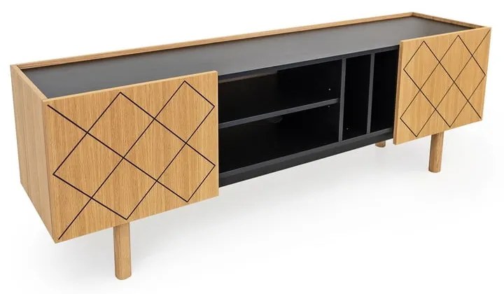 Tavolo TV in rovere nero/naturale 175x60 cm Porto - Woodman