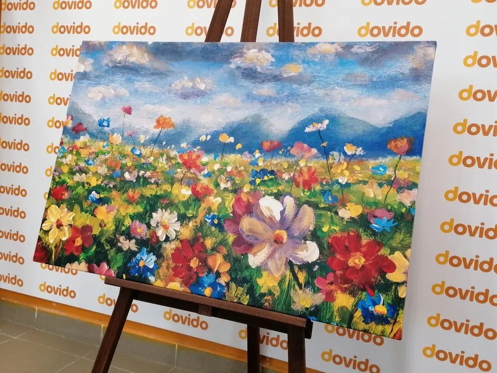 Stampa su tela – Pittura a olio di fiori selvatici