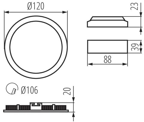 Kanlux 33562 - Faretto LED da incasso per bagno ROUNDA LED/6W/230V IP44 nero