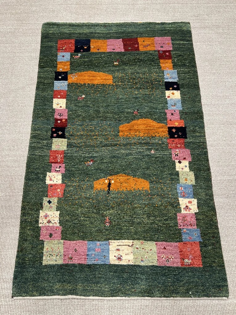 Gabbeh Tappeto 100 x 160 Verde (Iran) Annodato A Mano