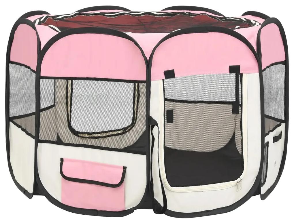 Box per cani pieghevole con borsa trasporto rosa 90x90x58 cm