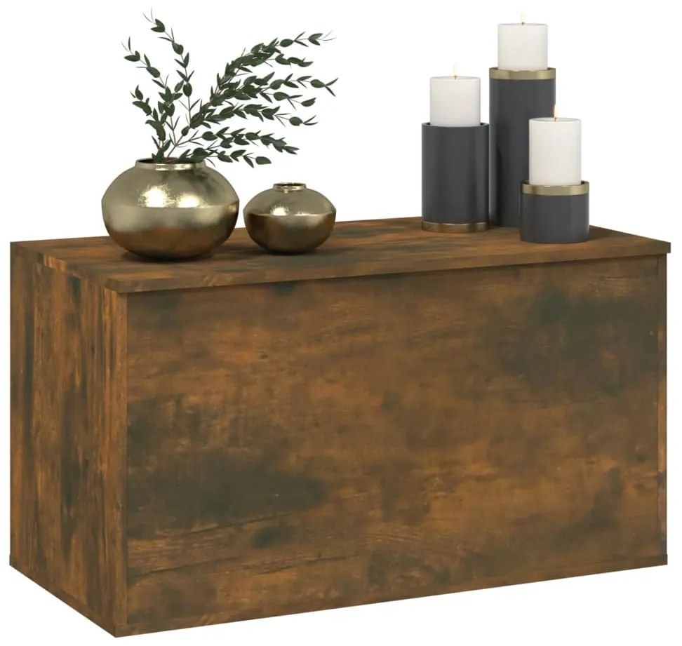 Cassapanca rovere fumo 84x42x46 cm in legno ingegnerizzato