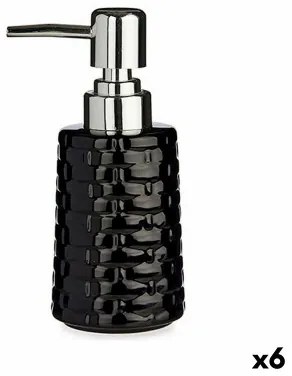 Dispenser di Sapone Con rilievo Ceramica Argentato Nero Metallo 6 Unità (150 ml)