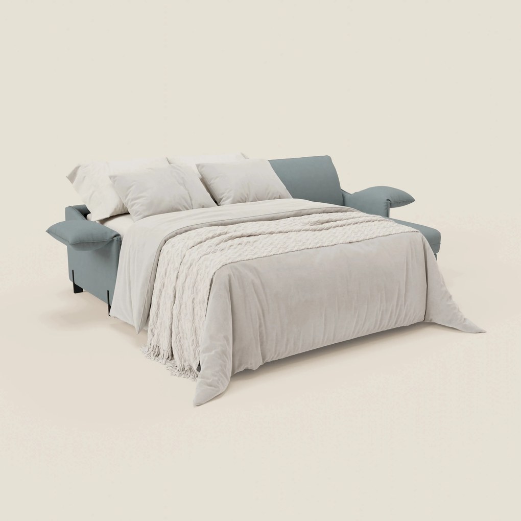 Primula divano letto angolare con materasso H18 cm - penisola contenitore in tessuto smacchiabile T05
