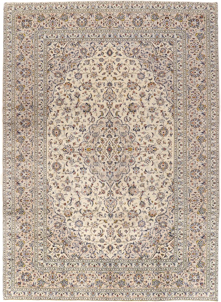 Kashan Tappeto 250 x 350 Beige (Iran) Annodato A Mano