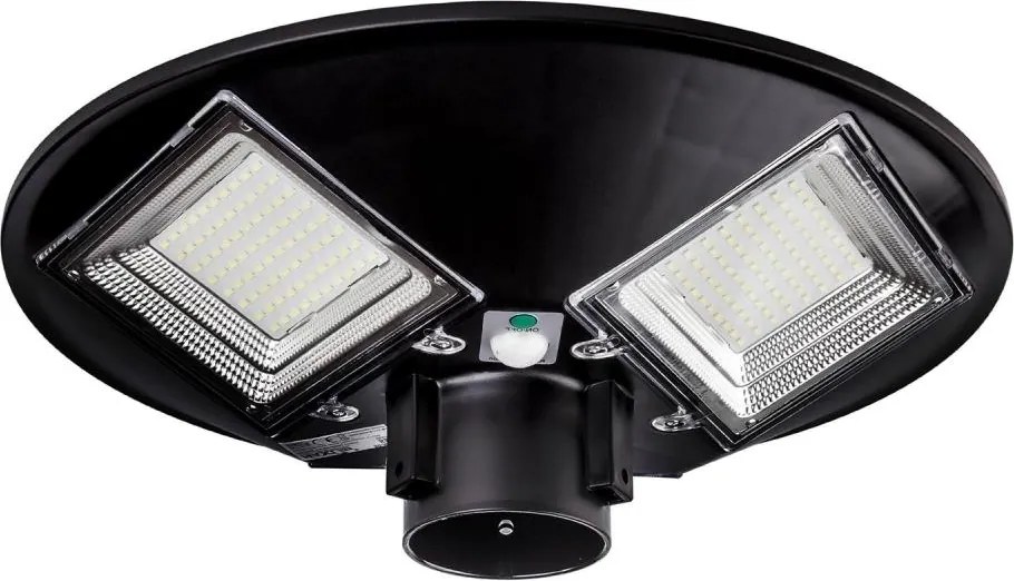 Lampione solare LED con sensore, 15W/6V, 6500K, IP65, nero + telecomando