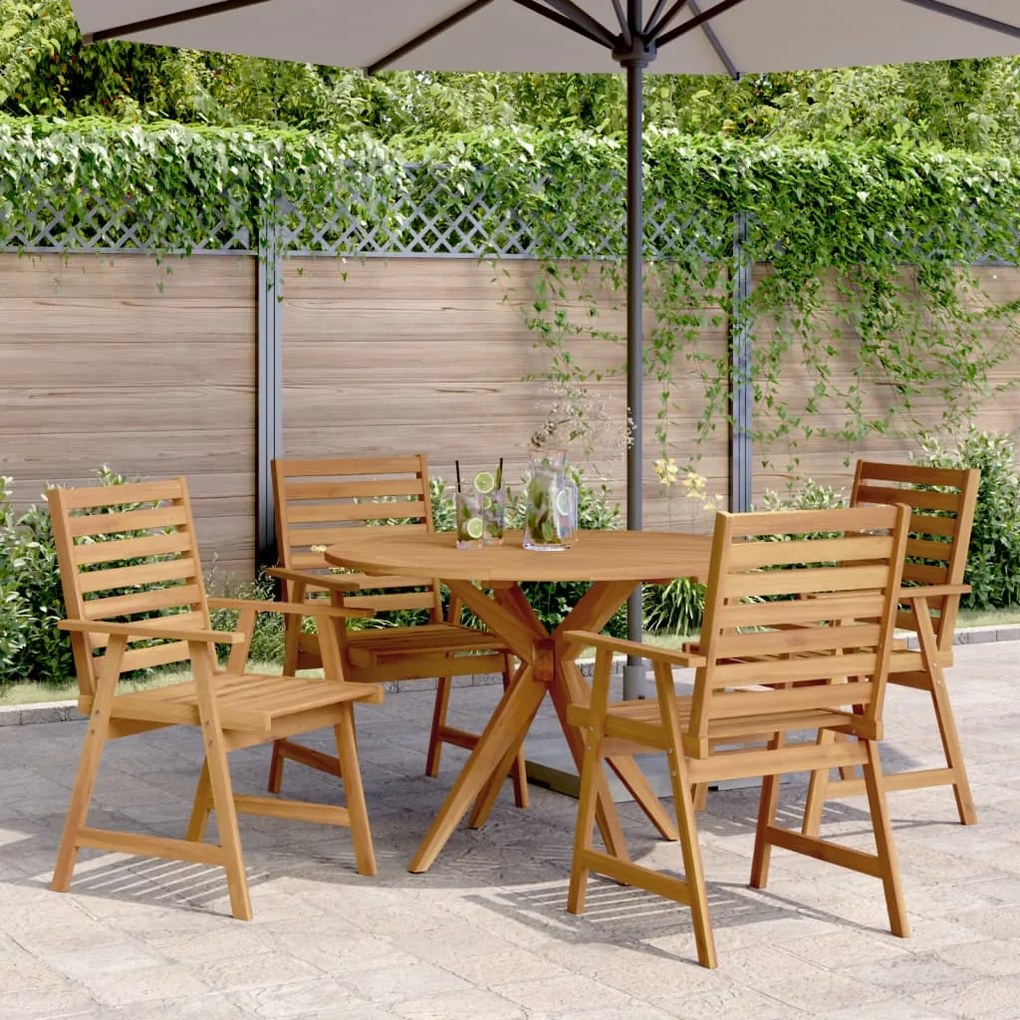 Set Da Pranzo Per Giardino 5 Pz İn Legno Massello Di Acacia /