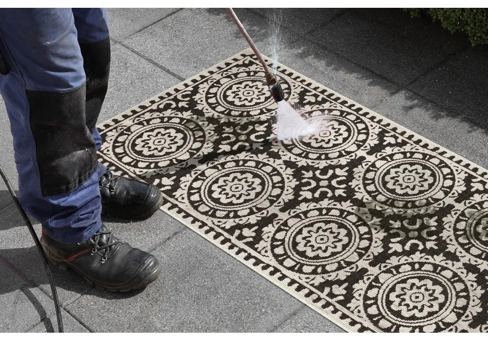 Tappeto da esterno nero e crema , 80 x 250 cm Jardin - NORTHRUGS
