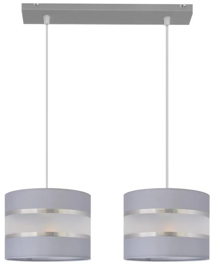 Lampadario a sospensione con filo HELEN 2xE27/15W/230V grigio/argento