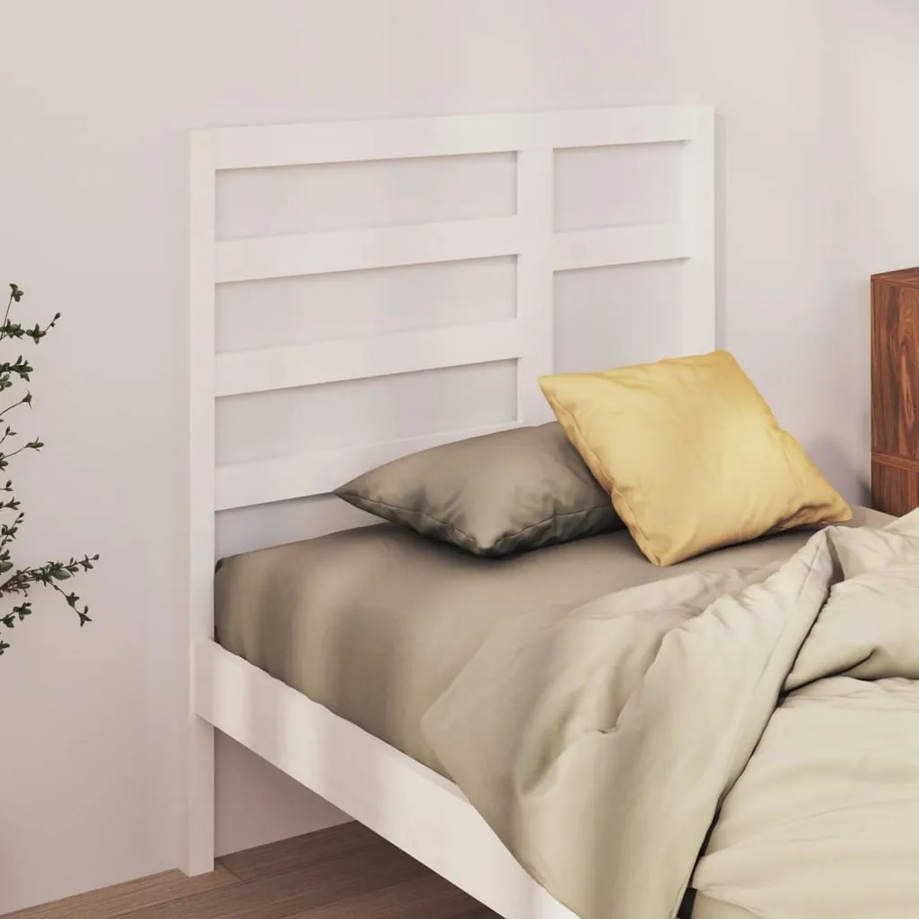 Testiera per letto bianca 81x4x104 cm in legno massello di pino