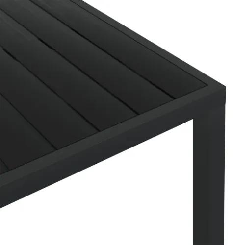 Tavolo da Giardino Nero 150x90x74 cm in Alluminio e WPC
