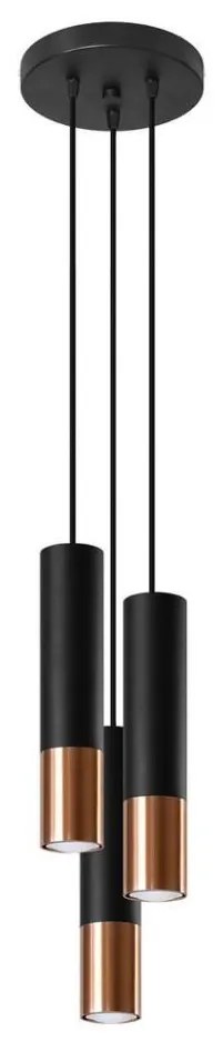 Sollux SL.0949 - Lampadario a sospensione con filo LOOPEZ 3xGU10/10W/230V arrotondato nero/rame